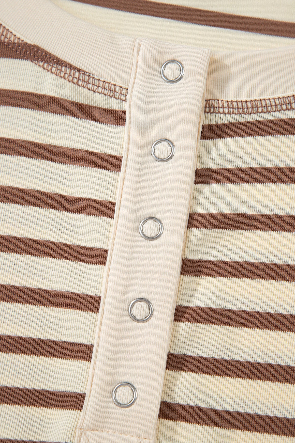 Stripe Cap Sleeve Henley Top & Shorts Set