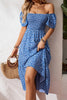 Floral Smocked Square Neck Ruffle Sleeve Dress