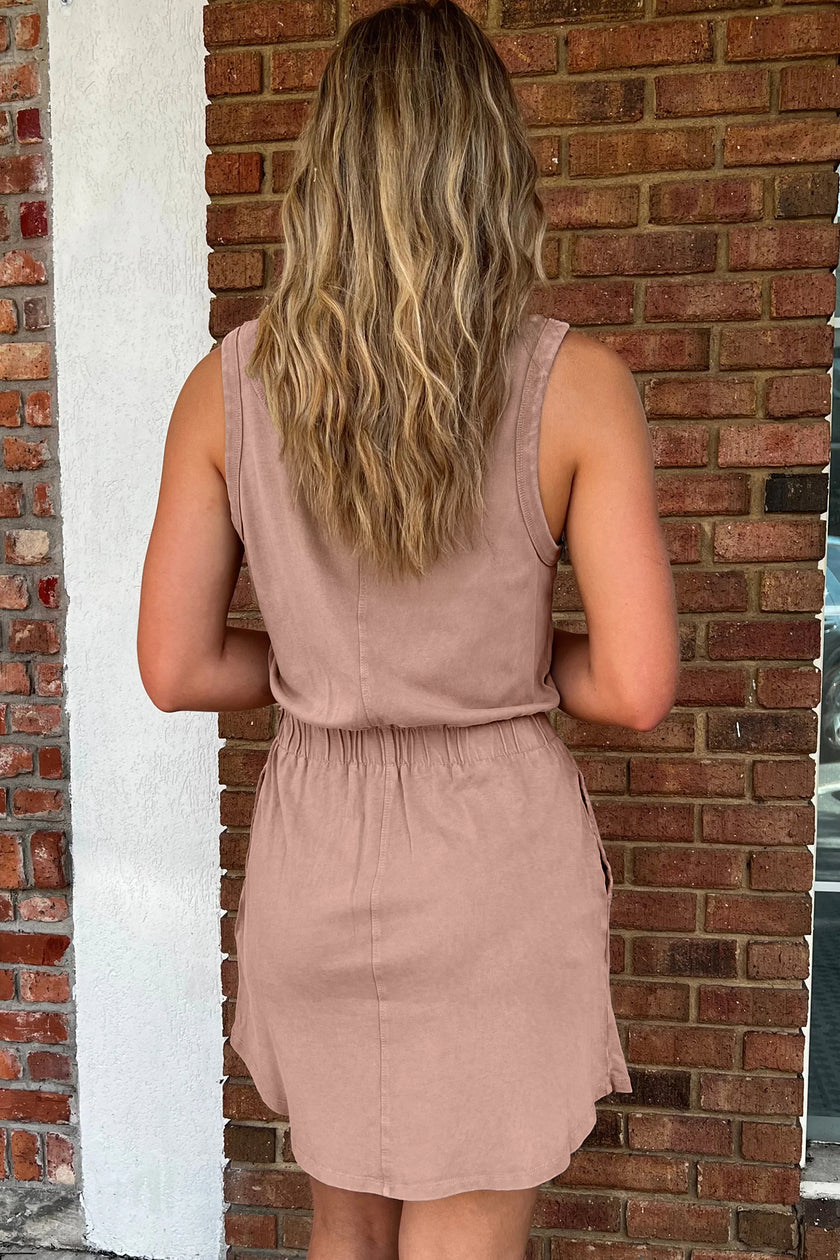Mineral Wash Elastic Waist Tank Dress