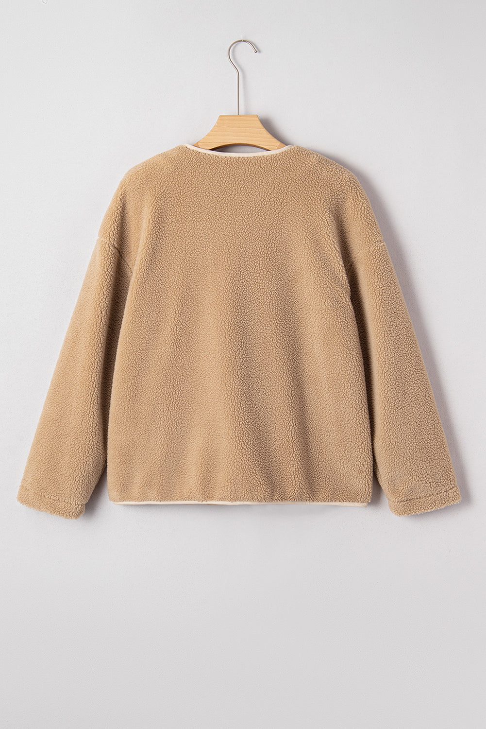 Leopard Trim Plush Pocket Jacket — Smoke Gray — product image 7