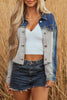 Denim Colorblock Patchwork Buttoned Jacket