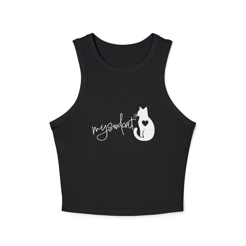 MySoulCat Women's Racerback Cropped Tank — White