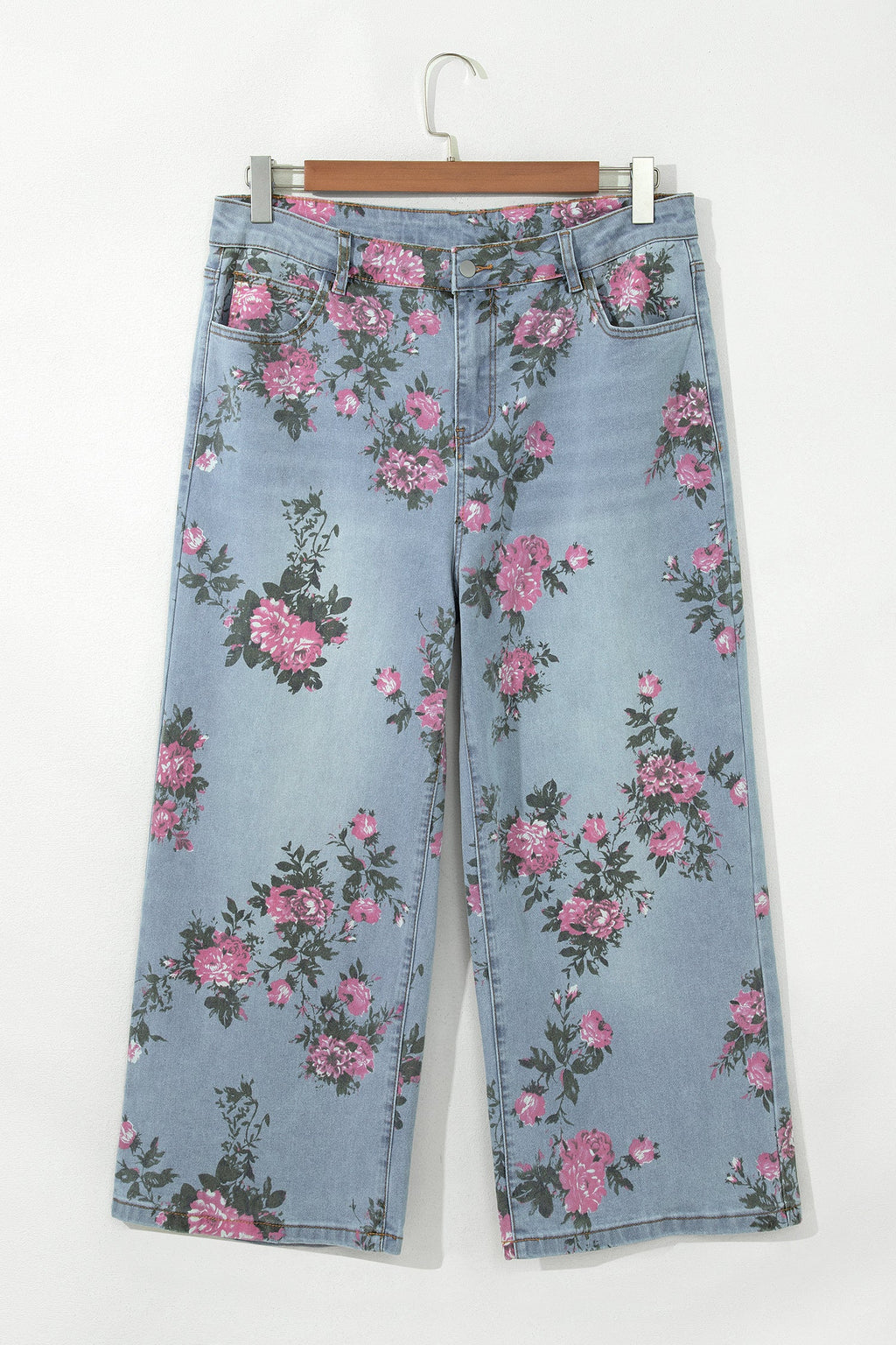 Floral Ankle Length Jeans — Plus Sizes — Sky Blue — product image 2