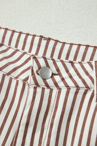 Striped High Waist Barrel Leg Jeans