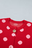 Polka Dot Drop Shoulder Buttoned Knit Sweater