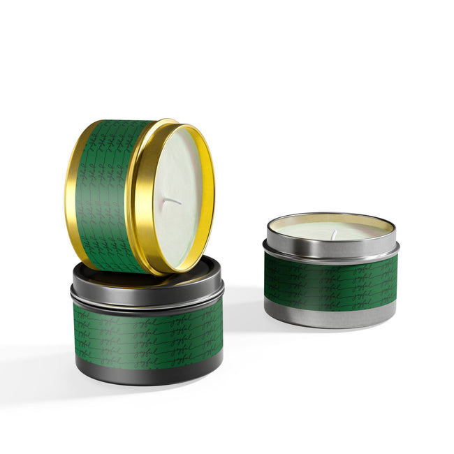 Eco-Friendly Green 'Joyful' Script Scented Tin Candle