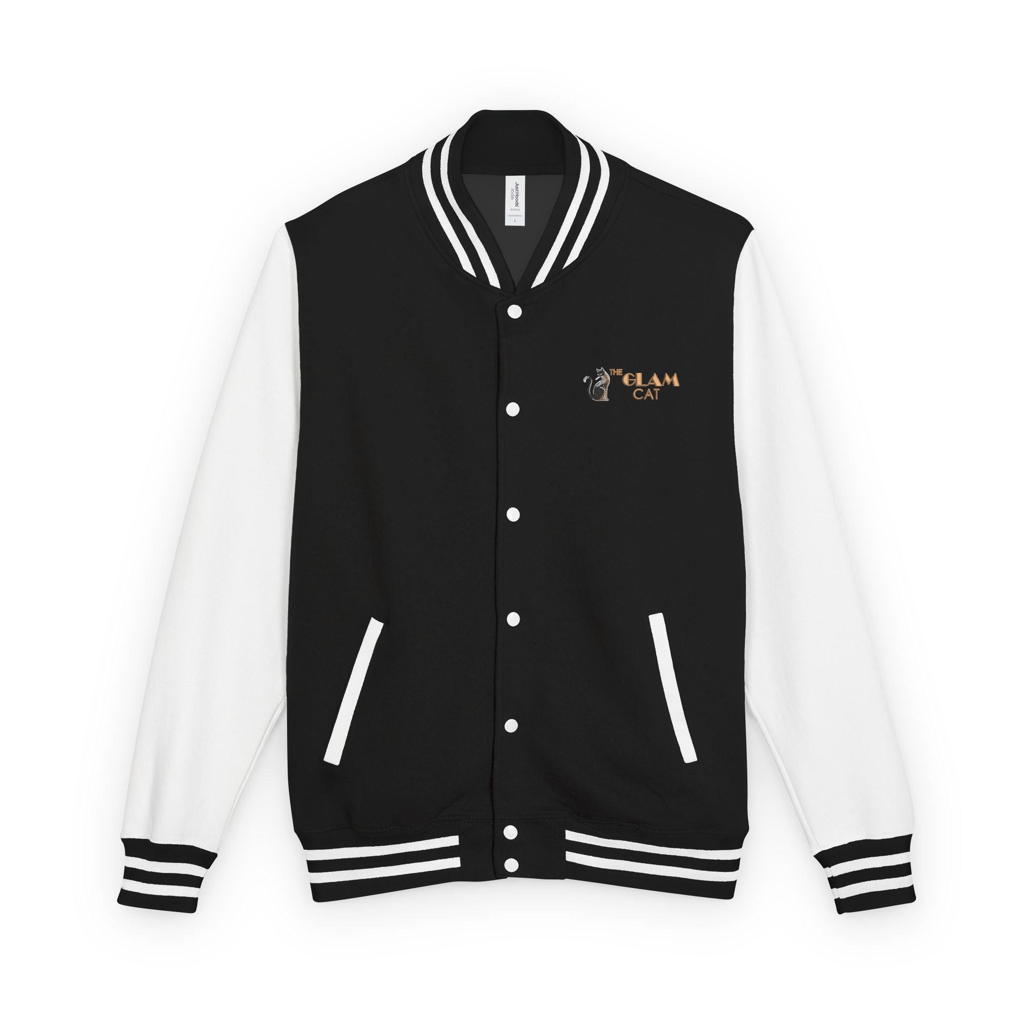 The Glam Cat Embroidered Vintage Varsity Bomber Jacket