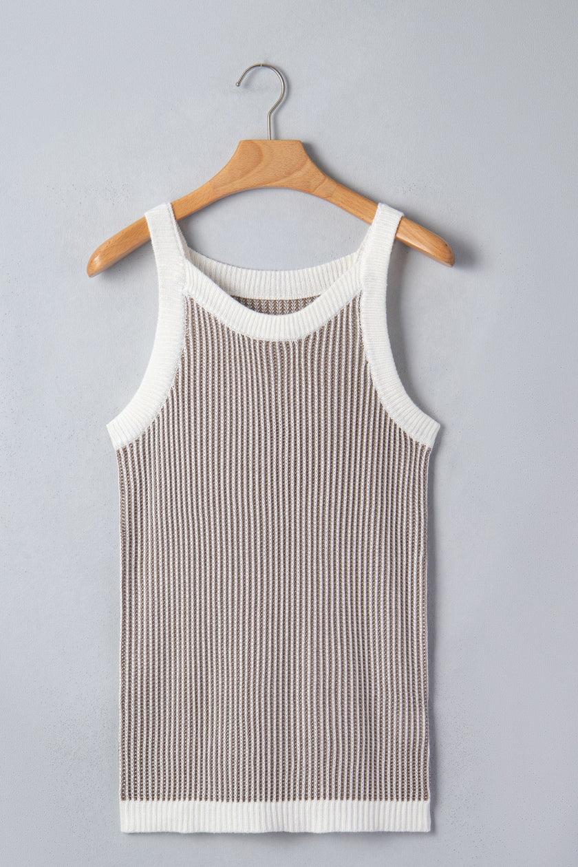 The Refined Contrast Trim Ribbed Knit Tank