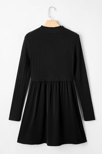 Ribbed Knit Patchwork Long Sleeve Mini Dress - additional product view