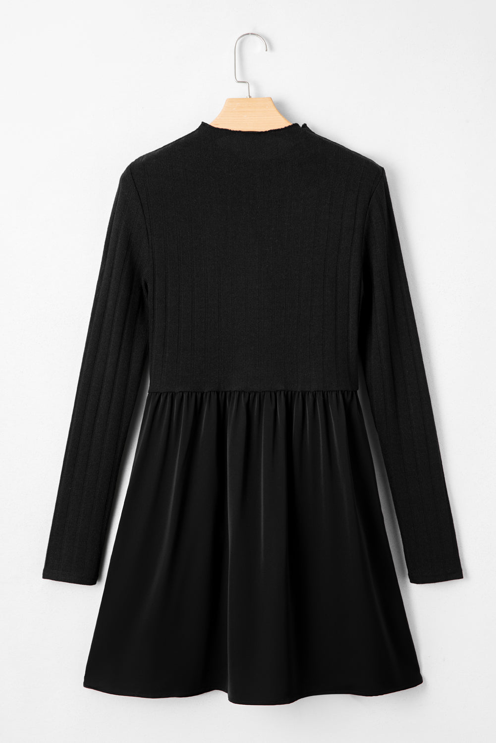 Ribbed Knit Patchwork Long Sleeve Mini Dress - additional product view