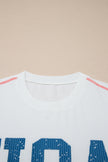 USA Corded Knit Short Sleeve Graphic Top