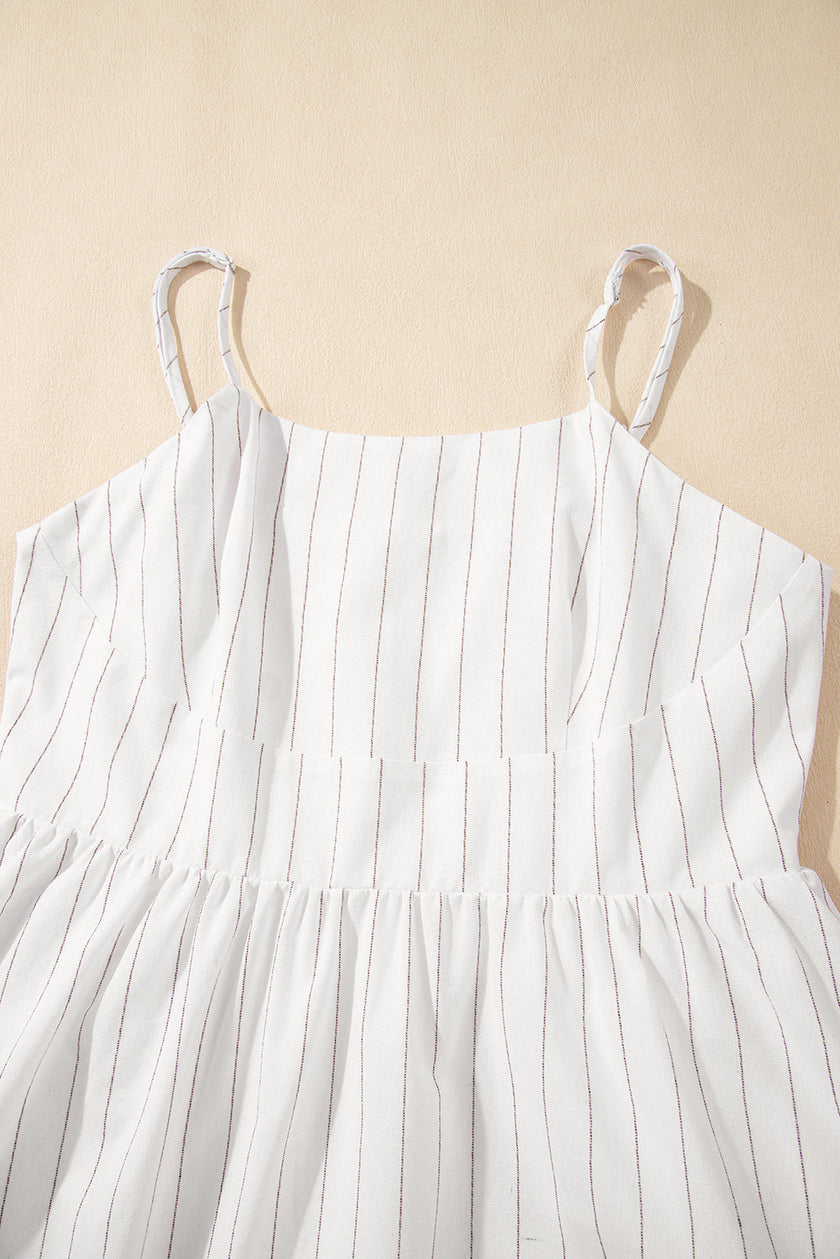 Stripe Spaghetti Strap Pocketed High Waist Maxi Dress