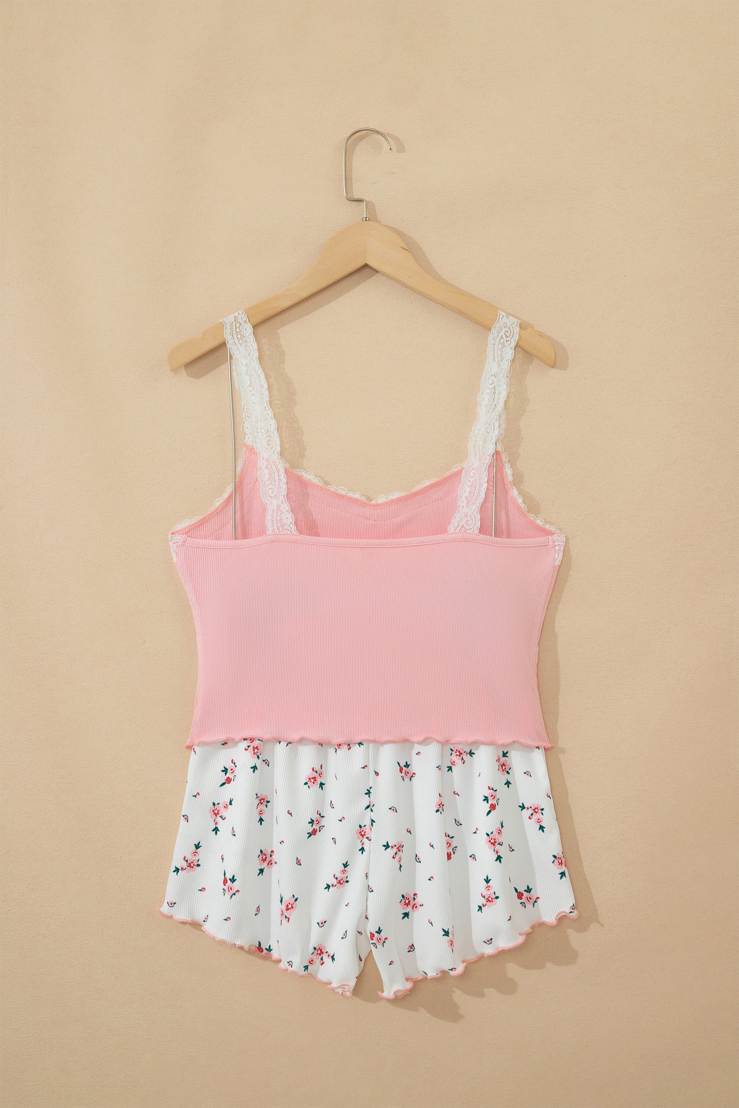 Floral Ribbed Crop Top & Shorts Lounge Set