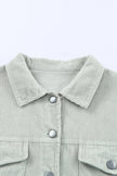 Solid Corduroy Raw Hem Cropped Jacket