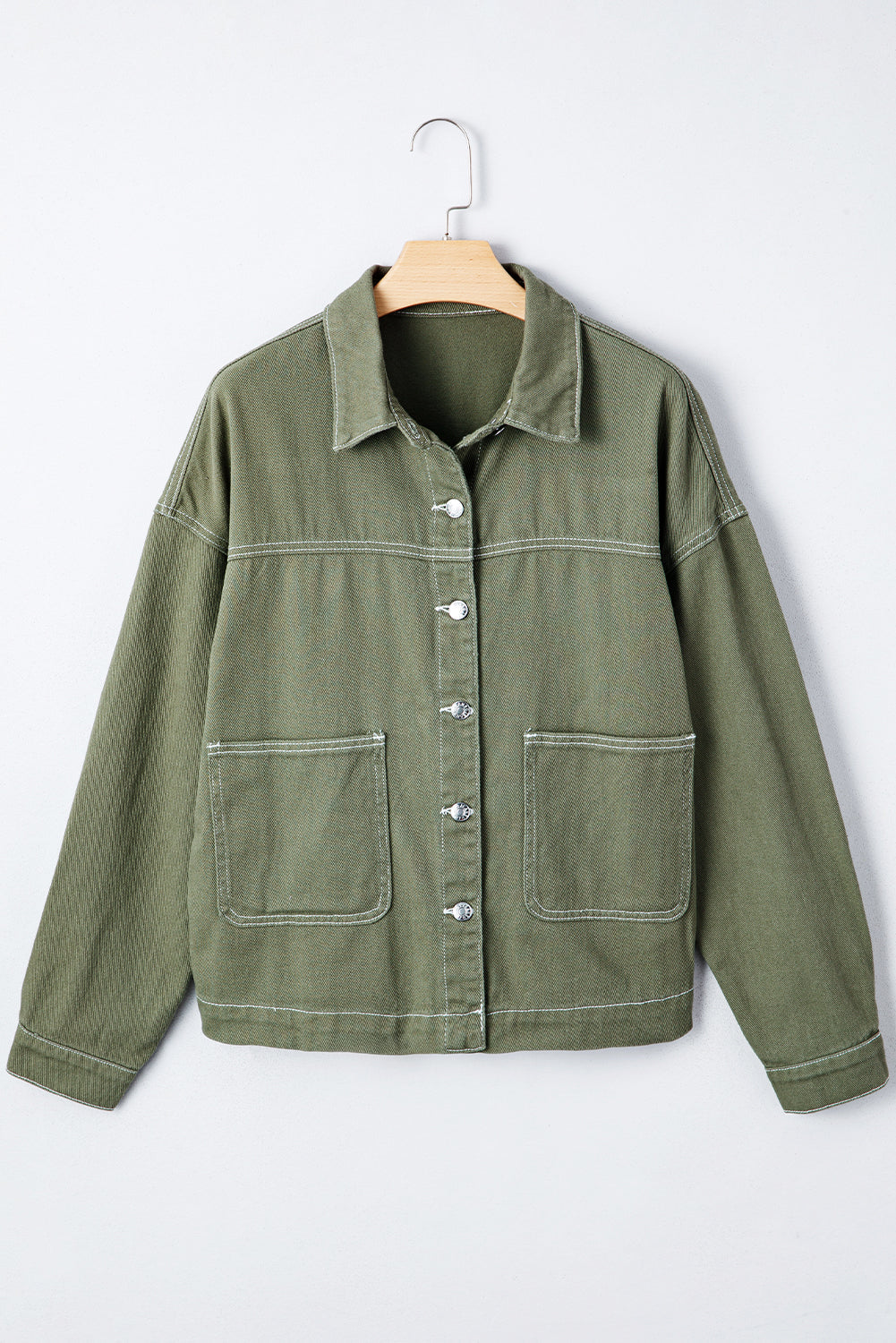 Timeless Denim Button-Up Collared Jacket