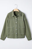 Timeless Denim Button-Up Collared Jacket