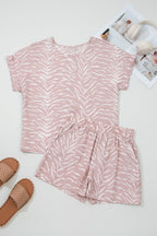 Zebra-print top and shorts lounge set