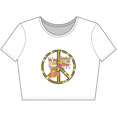 ‘In My Defense I Ran Out of Coffee’ Retro Cat Graphic Cropped Tee