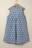 Polka Dot Denim Tie V-Neck Pleated Romper