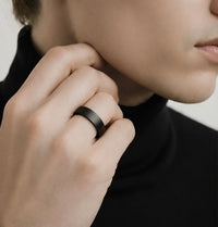 Simplicity black wide-band stacking ring