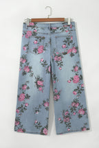 Floral Ankle Length Jeans — Plus Sizes — Sky Blue — product image 3
