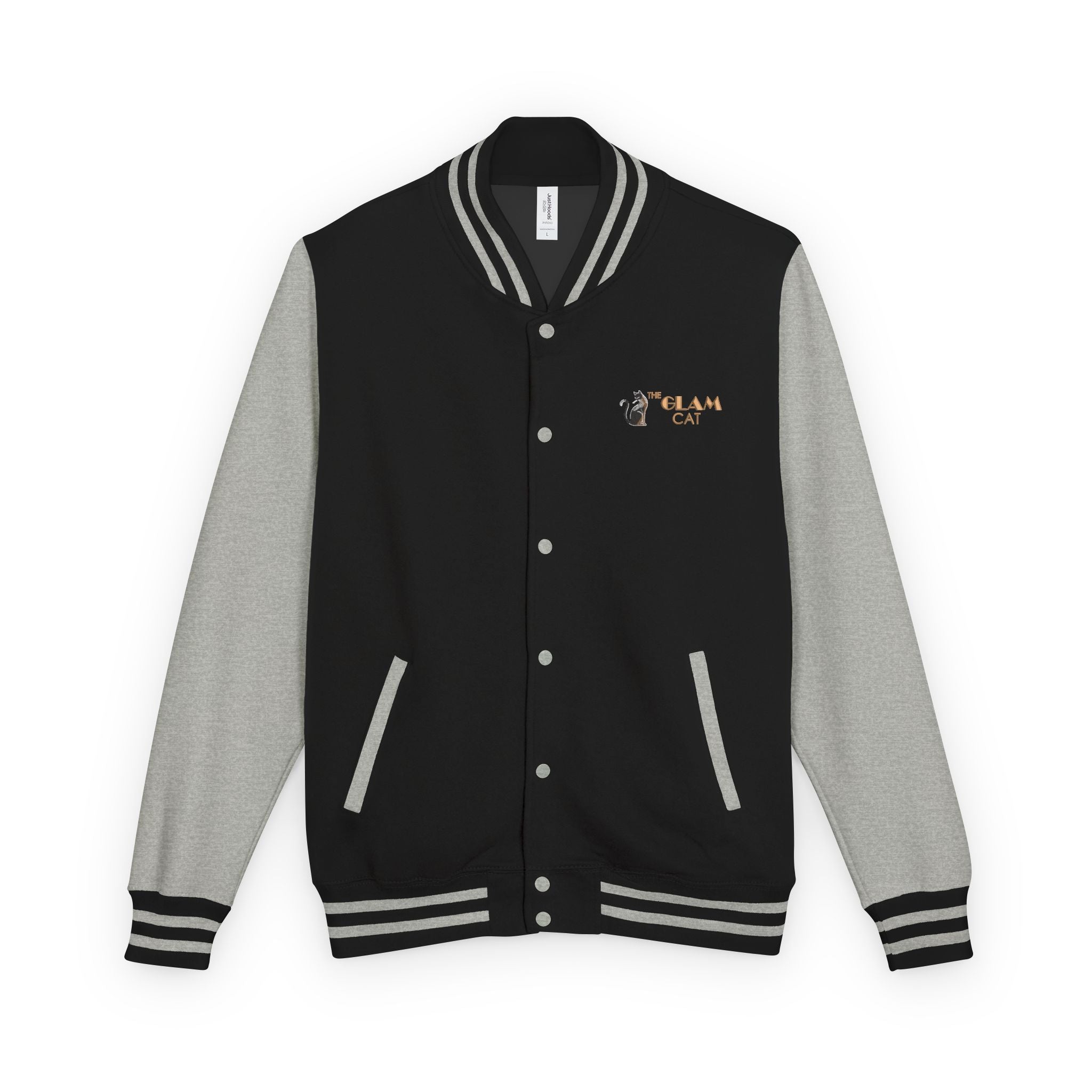 The Glam Cat Embroidered Vintage Varsity Bomber Jacket