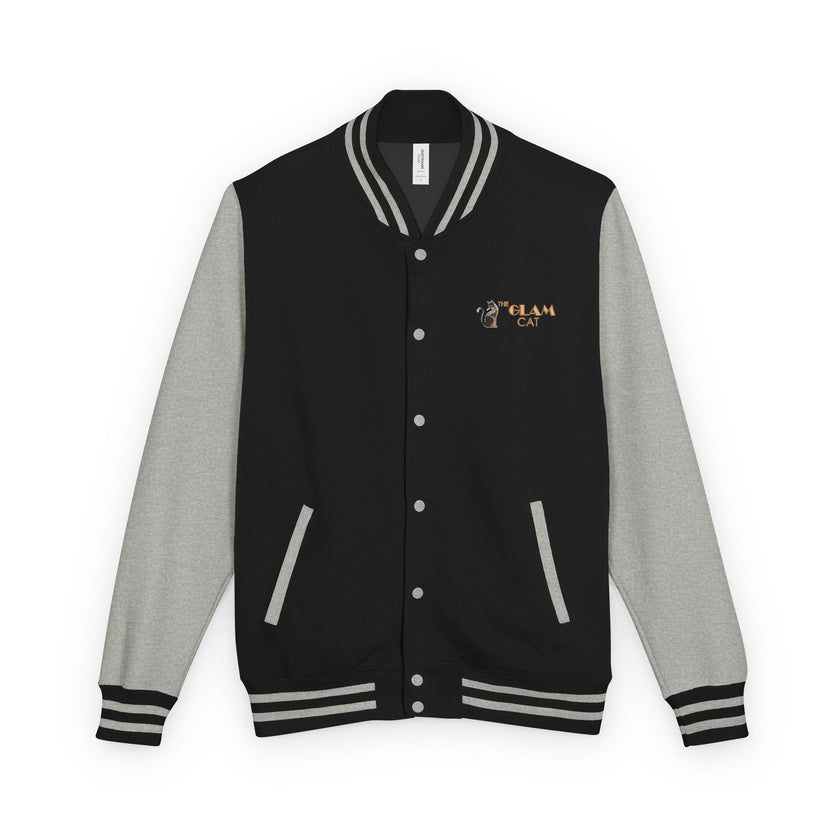 The Glam Cat Embroidered Vintage Varsity Bomber Jacket