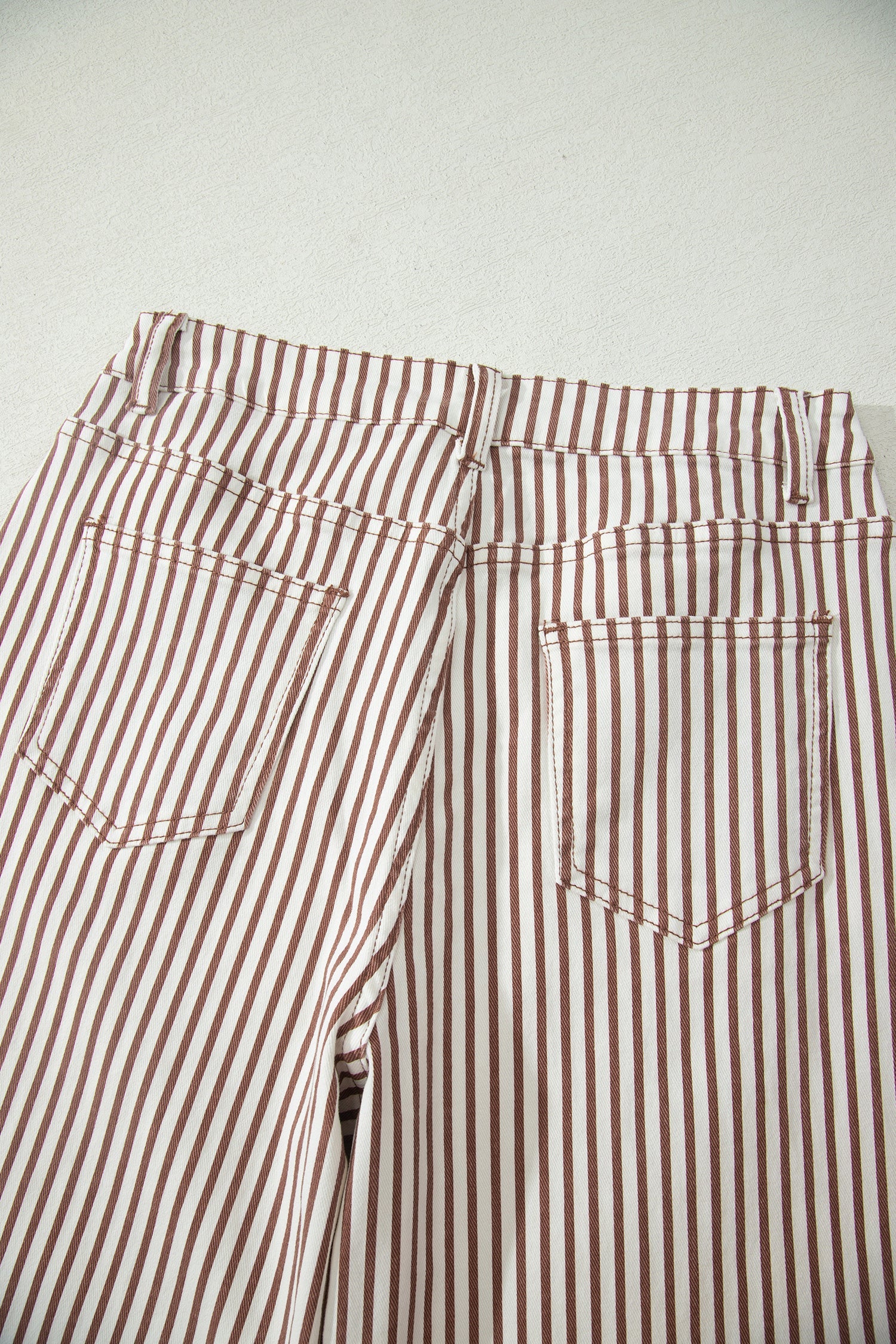 Striped High Waist Barrel Leg Jeans