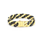 High-polish black and gold flat-link bracelet