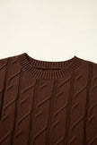 Cable Knit Textured Crew Neck Sweater Top
