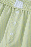 Gingham Plaid Button Lace Trim Boxer Shorts