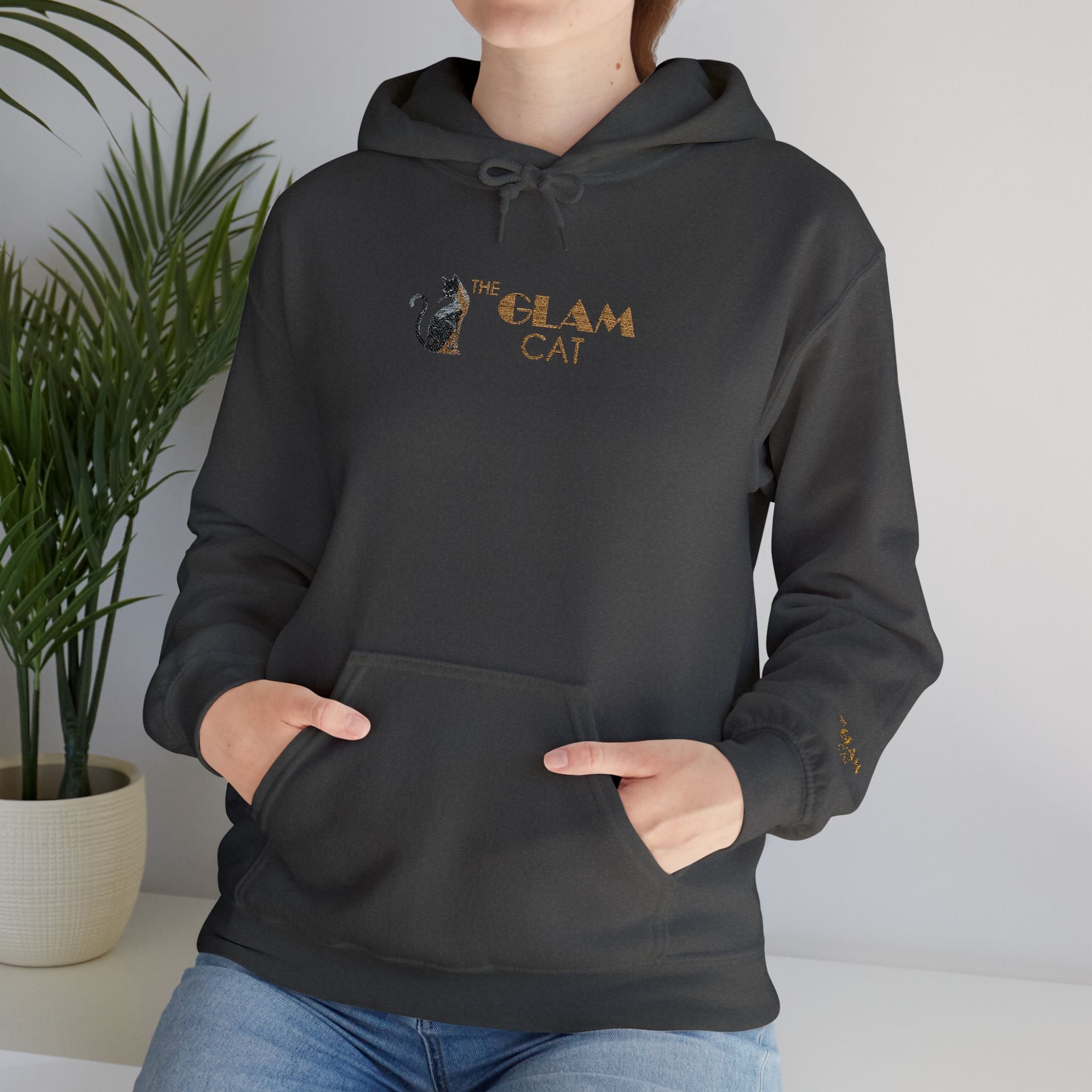 The Glam Cat Designer Embroidered Hoodie – Cozy Streetwear for Cat Lovers