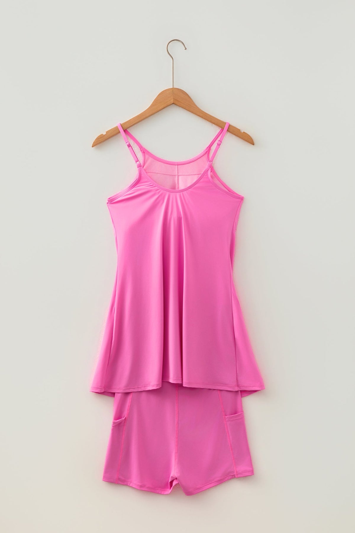 Athleisure tank dress and matching shorts two-piece set