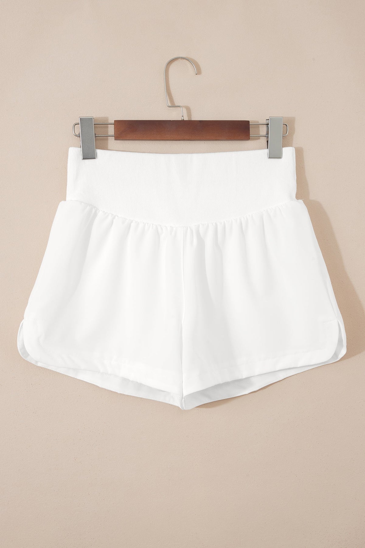 Ribbed high-waist athletic shorts with stretch fit