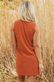 Western Corduroy Embroidered Patch Pocket Dress