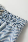 Stripe Denim Raw Edge Drawstring Shorts