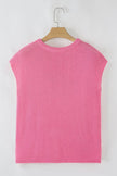 Women's Sweater Tee - Side Slits Short Sleeve - Casual Top