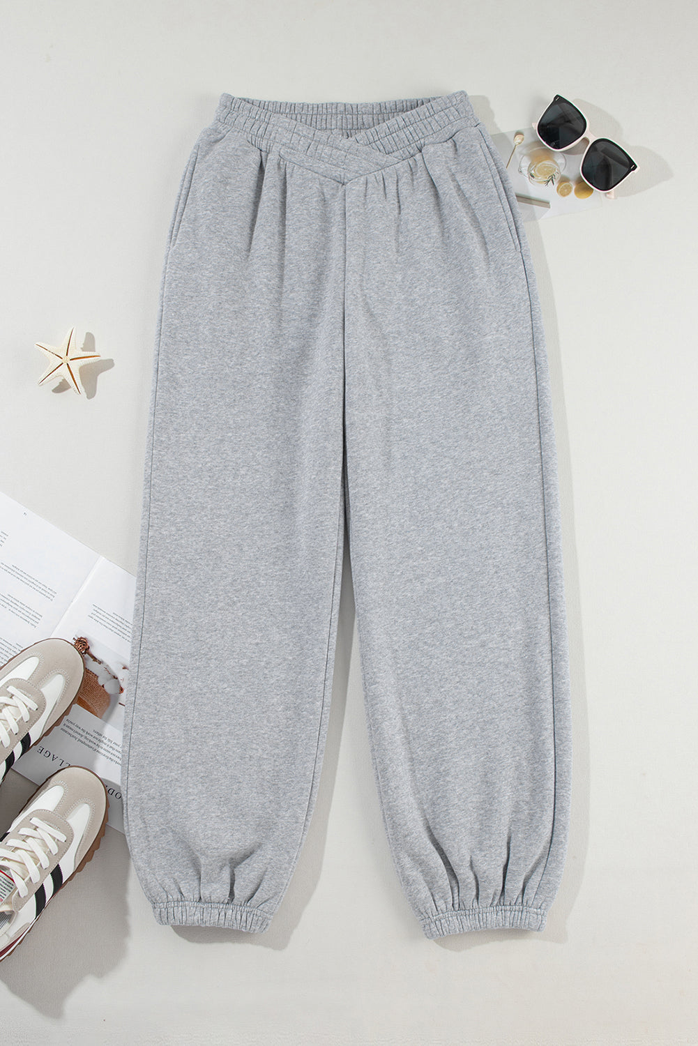 Crisscross Elastic High Waist Sweatpants — detail view 1