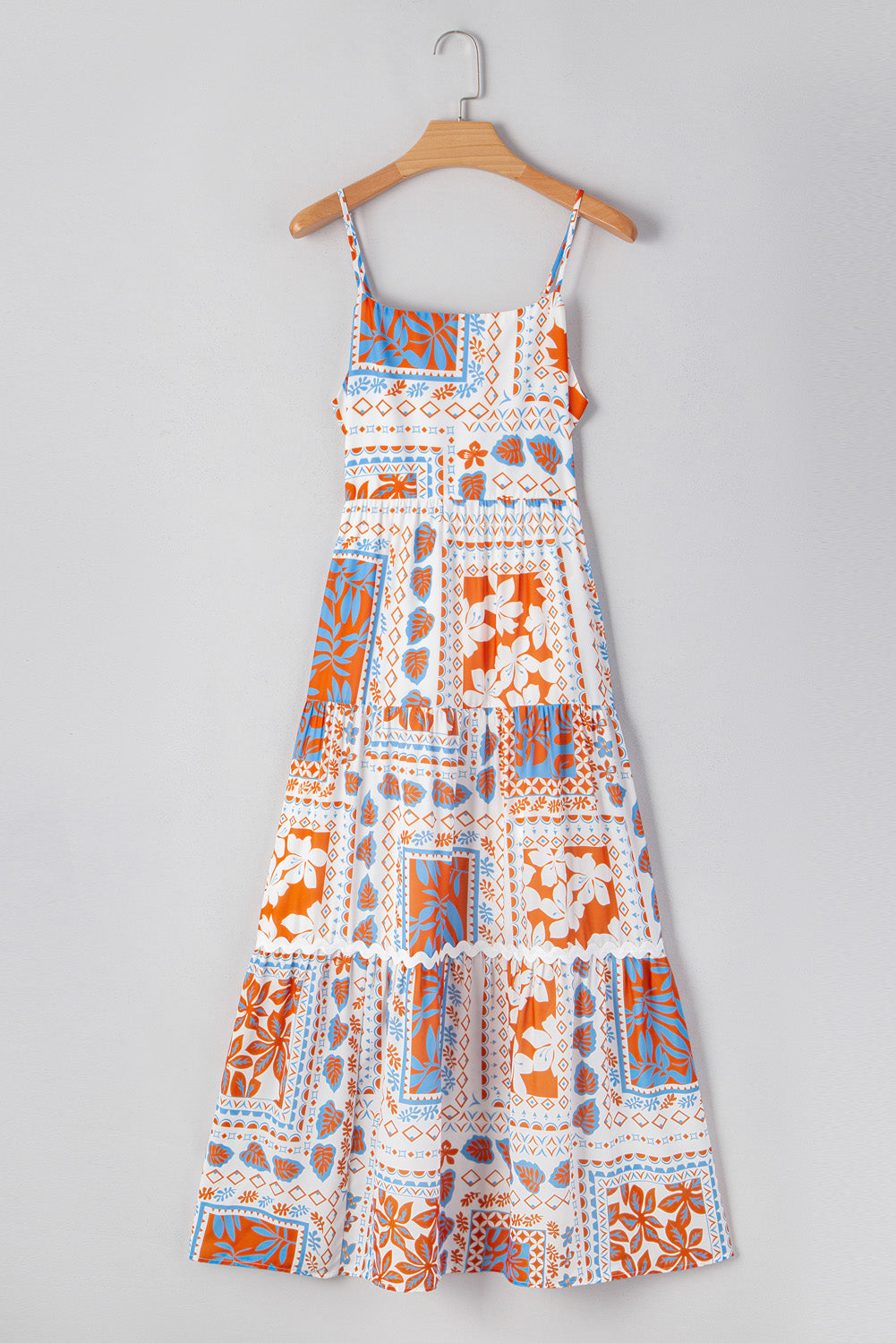 Floral Ricrac Trim Spaghetti Strap Dress