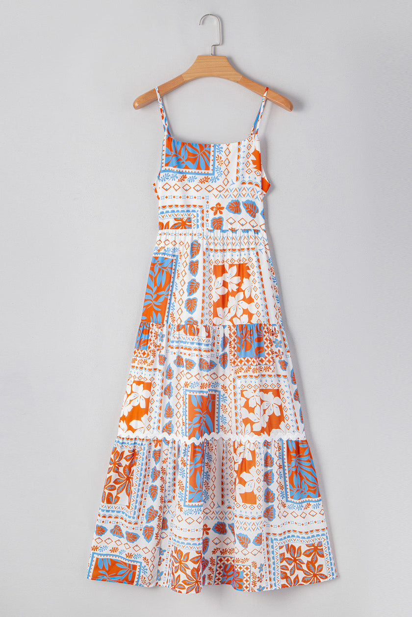 Floral Ricrac Trim Spaghetti Strap Dress