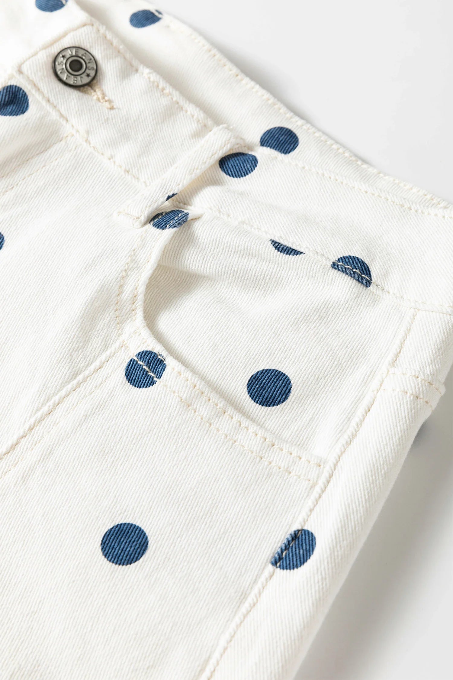Polka Dot Tailored-Seam Barrel Jeans