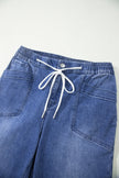 Drawstring Waist Ankle Length Denim Pants