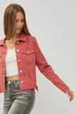 Adorable Cropped Denim Jacket With Raw Hem
