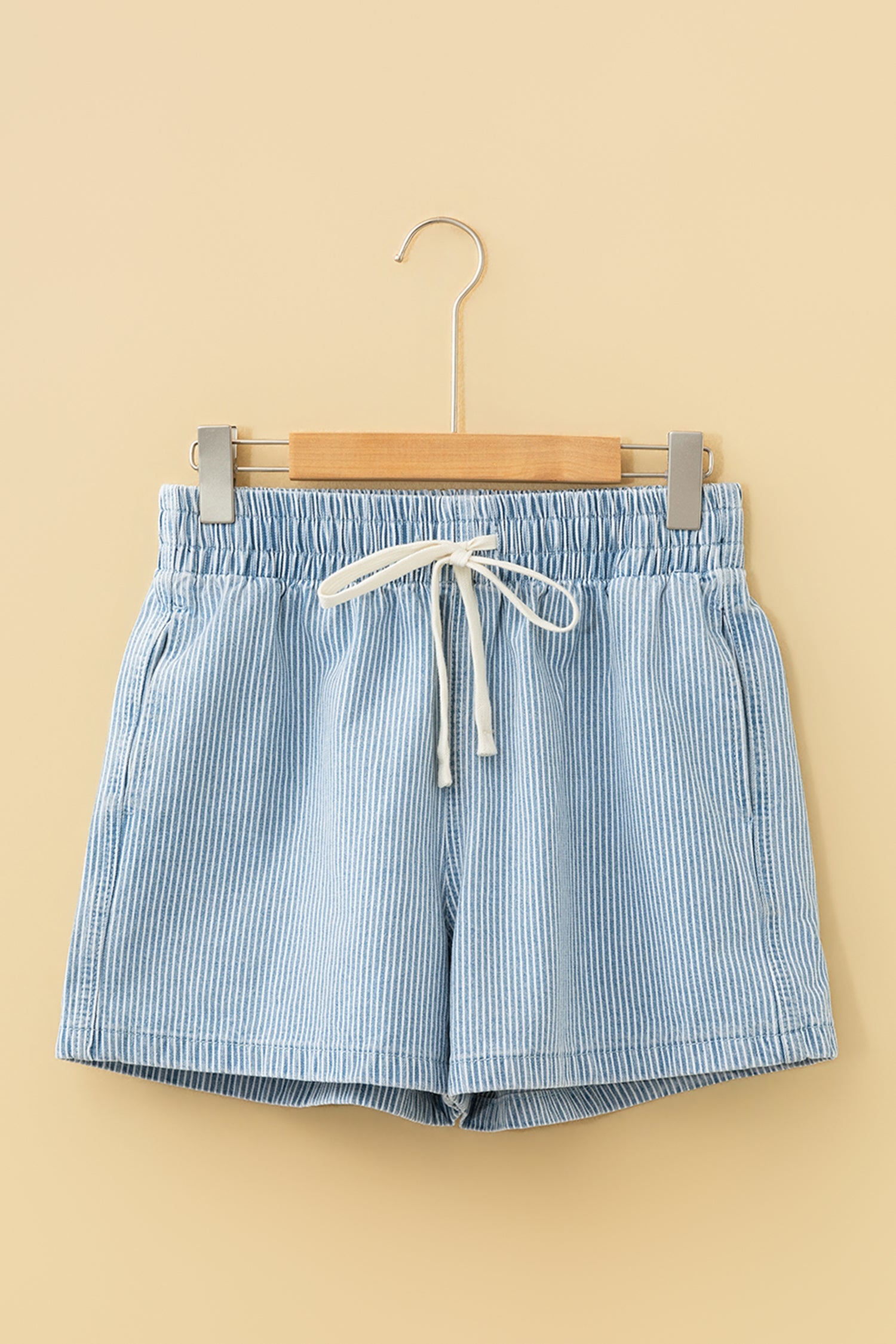 Stripe Drawstring Casual Denim Shorts