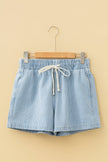 Stripe Drawstring Casual Denim Shorts