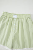 Gingham Plaid Button Lace Trim Boxer Shorts