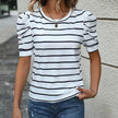 Stylish Women's Striped Puff Sleeve Top