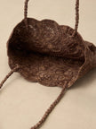 Handwoven Raffia Floral Pattern Tote Bag