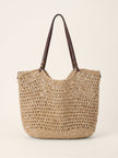 Linen-Cotton Open-Weave Tote Bag With Zip Pouch