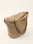 Linen-Cotton Open-Weave Tote Bag With Zip Pouch